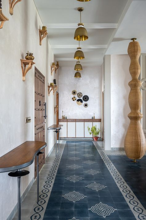 Explore a 100-year-old bungalow in Odisha that was transformed into a modern holiday home | Architectural Digest India Living Room Floor Tiles, Room Floor Tiles, White Wooden Bed, Arch Designs, Floor Living, Timber Roof, Indian Interiors, Indian Home Design, Indian Home Interior