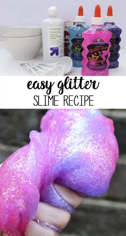 Glitter Glue Slime Recipes, Borax Slime Recipe, Glitter Slime Recipe, Slime Kids, Cool Slime Recipes, Glitter Jumpsuit, Galaxy Slime, Slime No Glue, Easy Slime Recipe