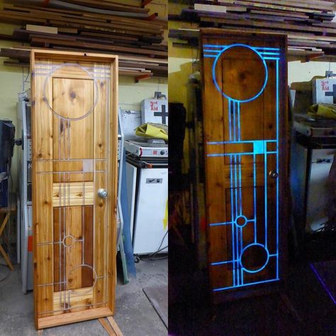 Glow In The Dark Door, Epoxy Cabinet Doors, Epoxy Barn Door, Epoxy Door, Steampunk Door, Resin Door, Cedar Door, Dark Doors, Kombi Motorhome