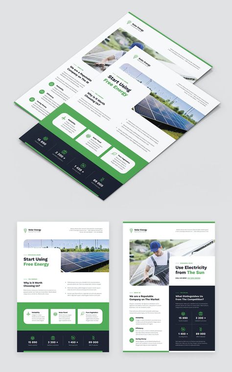 Solar Panel Flyer Design, Solar Panel Flyer, Solar Flyer Design, Technology Poster Design, Sales Flyer Design, Solar Panels Design, Solar Energy Design, Brochure Design Layouts, Product Flyer