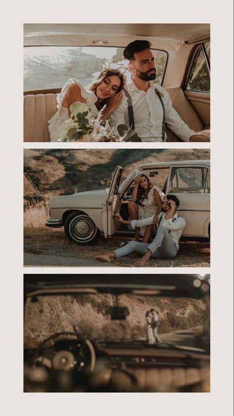 Classic Car Wedding, Car Engagement Photos, Car Couple, Car Shoot, Pose Prewedding, Classic Car Photoshoot, Vintage Engagement Photos, Photoshoot Vintage, Shooting Couple