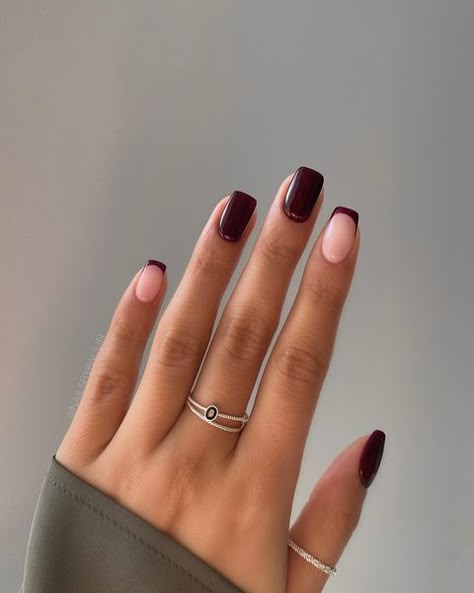 Short Red Nails, Burgundy Nail Designs, Wine Nails, Short Gel Nails, Nude Nail, Nude Nail Designs, Subtle Nails, Smink Inspiration, Her Nails