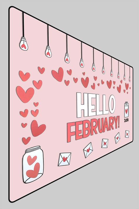 Valentines Classroom Decorations, Valentines Door Decorations Classroom, Valentines Classroom Door, February Bulletin Boards, Valentine Bulletin Boards, Valentines Day Bulletin Board, Diy Bulletin Board, Valentine Door Decorations, Hello February