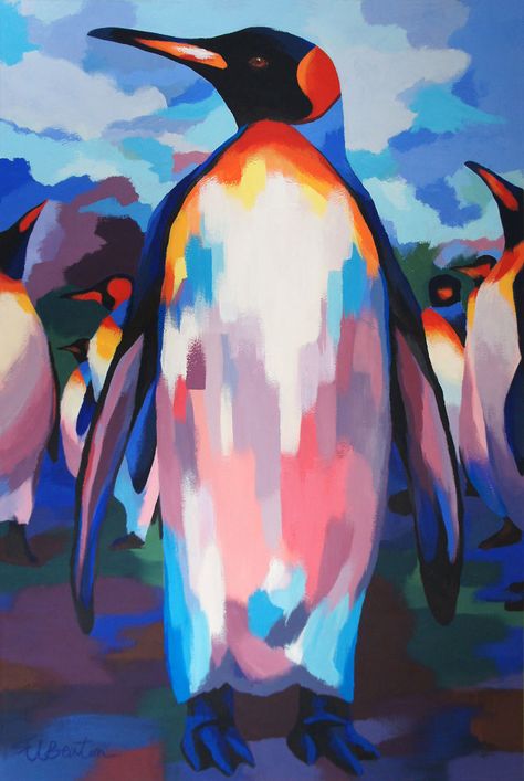 I Layer Up Colors Without Much Planning To Create These Vibrant Portraits Of Animals And People Penguin Painting, Colorful Animal Paintings, Animals And People, Penguin Art, Art Pop, Arte Animal, Birds Painting, Bird Art, Animal Paintings