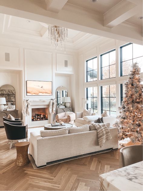 December Instagram Round Up - Cella Jane High Ceiling Living Room, French Modern, Cella Jane, Aesthetic Living Room, Glass Tree, Design Room, Luxury Homes Dream Houses, Wallpaper Living Room, Living Room With Fireplace