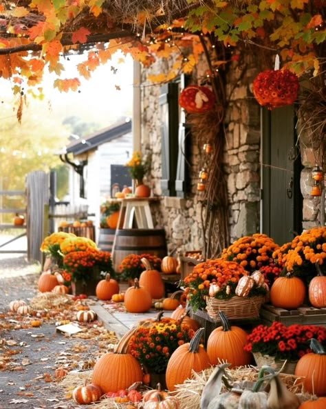 Interior Styles Guide, Fall Porches, Fall Foilage, Outdoor Fall Decor Ideas, Outdoor Fall Decor, Neutral Fall Decor, Autumn Magic, Fall Decor Ideas, Fall Front Porch