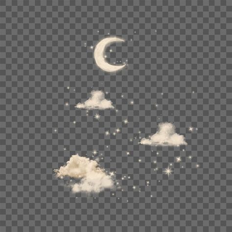 Clouds Transparent Background, Moon And Stars Watercolor, Brown Stickers, Aesthetic Pngs, Stars Watercolor, Cloud Template, Collage Supplies, Stars Png, Stars Night Sky