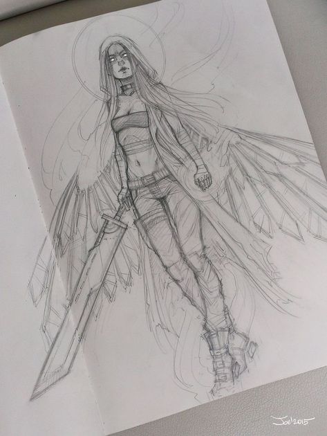 Angel Sketch, Angel Drawing, Sketch Art, 영감을 주는 캐릭터, Cool Art Drawings, Drawing Tips, A Drawing, Drawing Techniques, Art Drawings Sketches