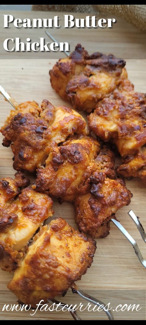 Grilled Chicken Recipes In Air Fryer, Peanut Butter Chicken Skewers, Chicken Fritters Recipe Air Fryer, Grilled Peanut Butter Chicken, Easy Peanut Butter Chicken, Best Air Fryer Chicken Recipes, Peanut Butter Fried Chicken, Air Fryer Butter Chicken, Airfryer Protein Recipes