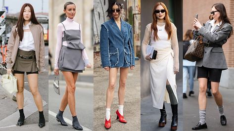 2023 Socks Trends, Sock Trends 2023, 2024 Sock Trend, Fashion Week Fall 2023, 2023 Street Style, Heels And Socks, Fall 2023 Fashion, Trending Heels, Milan Fashion Week Street Style