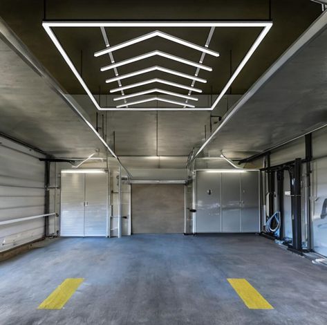 Modern LED Garage Light Fixture 6000K 408W 6 Grid Arrow Light Set W/border 36,720 Lumens With Border 110V 15.98FT X 7.88FT - Etsy Cool Garage Lighting, Black Garage Walls, Garage Led Strip Lights, Garage Led Lighting Ideas, Detailing Garage Lighting, Hexagon Garage Lighting, Garage Lighting Ideas, Super Bright Led Garage Lights, Garage Light Fixtures