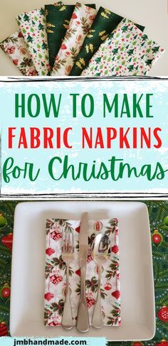 How To Sew Table Napkins, Cloth Napkin Sewing Pattern, Make Napkins Sewing Projects, Christmas Napkins Diy, Sewing Patterns Free Christmas, Fabric Napkins Diy How To Make, Making Napkins Sewing Projects, Christmas Kitchen Sewing Projects, Easy Sewing Projects For Christmas Gifts