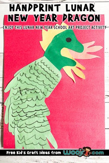 Hand Print Lunar New Year Dragon Activity Lunar New Year Craft, Flag Art Project, Teacher Worksheets Lesson Plans, Lunar New Year Dragon, New Year Craft, Winter Classroom Activities, Butterflies Activities, Easy Holidays Crafts, Paper Bag Puppets