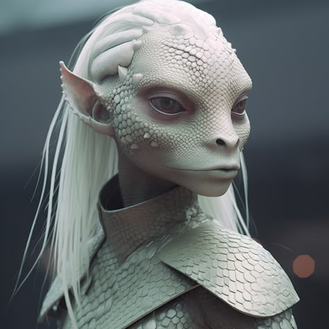 Popular Midjourney AI Showcase curated by ThetaCursed, License: CC BY-NC 4.0 Air Creature, Person With White Hair, Alien Vampires, Side Profiles, Fantasy People, Sentient Beings, Forest Magic, Alien Character, Alien Concept