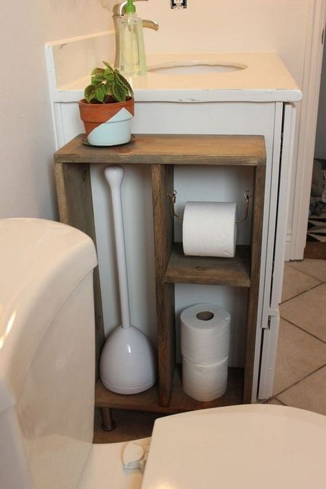 Diy Toilet Paper Holder, Bathroom Storage Solutions, Diy Toilet, Real Estat, Dekor Diy, Diy Holder, Bathroom Redo, Simple Bathroom, Diy Pallet Projects