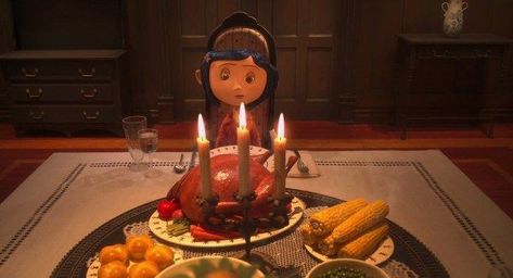 Coraline Dinner, Coraline Food, Coraline Theme, Welcome Home Cakes, Fictional Food, Themed Meals, Coraline And Wybie, Laika Studios, Coraline Art