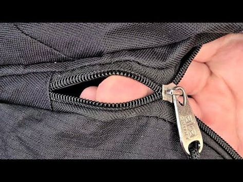 How to mend a zipper on a bag - YouTube How To Repair Zipper On Bag, How To Put A Zipper In A Bag, How To Repair A Zipper, Fix A Zipper On A Bag, How To Get A Zipper Back On Track, How To Fix A Zipper On A Bag, How To Fix A Zipper That Splits, Zipper Repair Hacks, How To Fix A Zipper