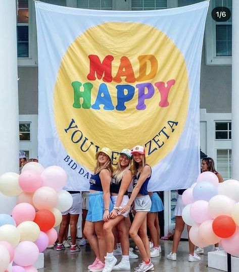 Sorority Work Week, Mad Happy, Sorority Themes, Delta Zeta Sorority, Sorority Banner, Rush Week, Sorority Bid Day, Bid Day Themes, Big Little Reveal