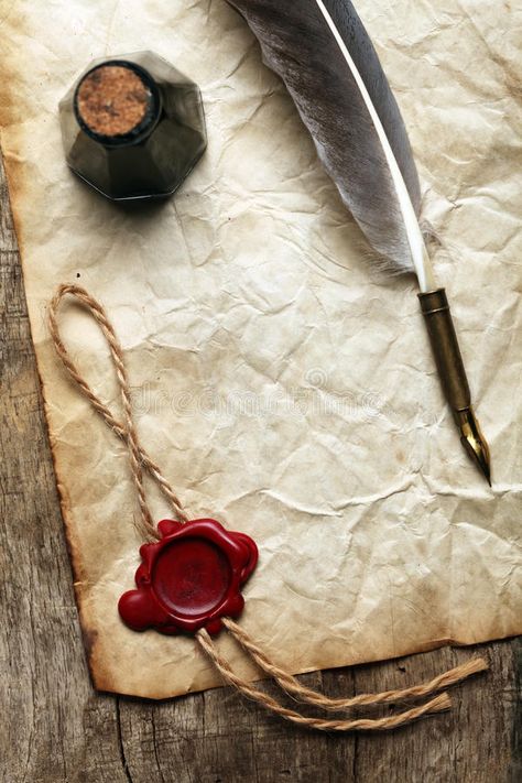 Blank paper. With wax seal, quill Quill And Ink, Feather Quill, Quill Pen, Old Letters, Handwritten Letters, Wax Stamp, A Pen, Vintage Lettering, Eren Jaeger