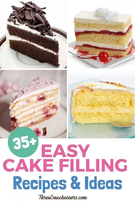 Vanilla Cake Recipe With Filling, Cake And Icing Recipes, Easy Cake Flavor Ideas, Layered Filled Cake, Light Cakes Recipe, How To Make Cake Filling Recipes, Easy Cake Filling 2 Ingredients, Cake Fillers Ideas, Buttercream Cake Filling