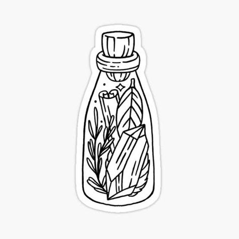 Jar Tattoo, Z Tattoo, Bottle Tattoo, Bottle Drawing, Jar Stickers, Witch Tattoo, Magic Tattoo, Spell Jar, Jar Design