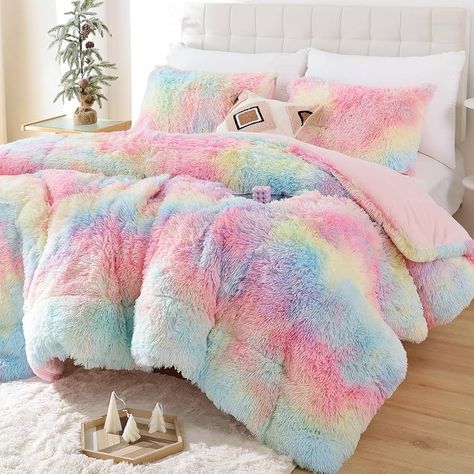 Amazon.com: Smoofy Faux Fur Pink Comforter Set Queen Size 3Pcs Fluffy Fuzzy Plush Comforter Set Cute Soft Shaggy Velvet Double-Sided Bedding Set (1 Faux Fur Comforter + 2 Faux Fur Pillowcases) : Home & Kitchen Faux Fur Comforter, Rainbow Comforter, Plush Comforter, Cozy Bedding Sets, Fur Comforter, Faux Fur Bedding, Fluffy Comforter, Velvet Duvet, Fluffy Bedding