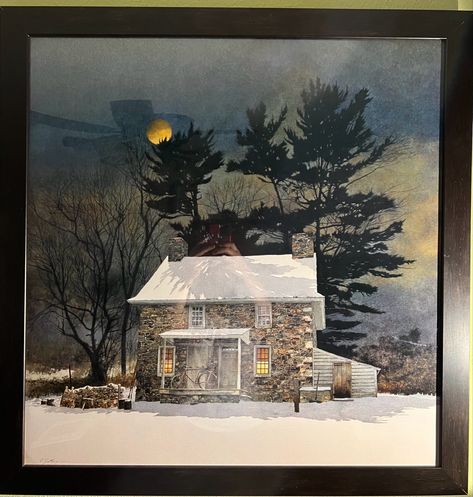 Peter Sculthorpe, Painting Moon, Moon Shadow, Farm Art, Shadow Art, Farmhouse Art, House Landscape, Snow Scenes, Night Art