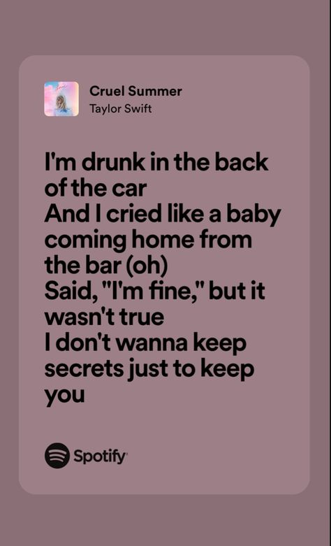 cruel summer lyrics - taylor swift - lover Lover Lyrics Taylor Swift, Taylor Swift Songs Lyrics, Taylor Swift Lover Lyrics, Cruel Summer Lyrics, Taylor Swift Cruel Summer, Summer Lyrics, Swift Quotes, Taylor Swift Song Lyrics, Summer Taylor