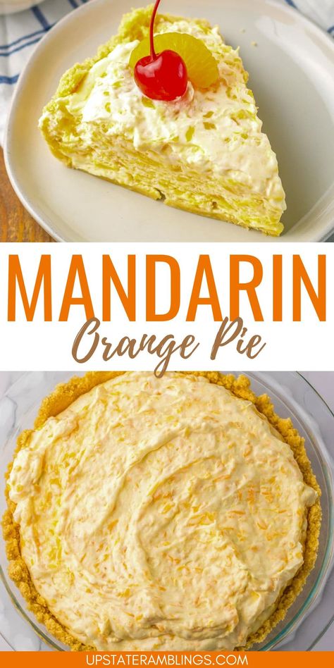 Beat the heat with our Cool & Refreshing Mandarin Orange Pie! This dessert is a perfect blend of sweet and tangy, making it an ideal choice for any occasion. Made with fresh mandarin oranges, it's a refreshing way to end any meal. Check out the full recipe now! Mandarin Orange Pie Recipe, Mandarin Orange Pie, Orange Recipes Dessert, Mandarine Recipes, Orange Pie, Sunday Dessert, Breakfast Sides Dishes, Mandarin Oranges, Summer Recipe