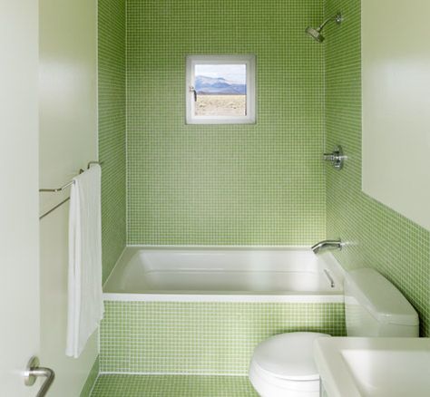 Coolest pre-fabs around the world | Wallpaper* Beautiful Small Bathroom Designs, Light Green Bathrooms, Beautiful Small Bathrooms, Tiled Bathroom, Toilette Design, Simple Bathroom Designs, Small Bathtub, Bad Inspiration, Decor Baie