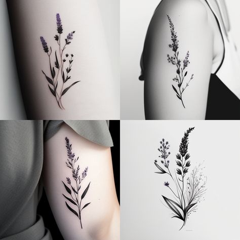 minimalist lavender flower tattoo design, lines, minimal, black and white, white background Lavender Tattoos Black, Lilac Minimalist Tattoo, Lavender Flower Tattoos, Hyacinth Tattoo Black And White, Black Lavender Tattoo, Lilac Flower Tattoo Black And White, Black And White Lavender Tattoo, Simple Lilac Tattoo Black And White, Lilac Tattoo Black And White