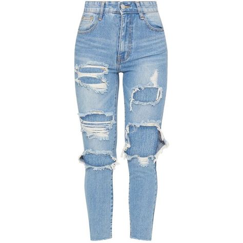 Light Wash Extreme Distressed Boyfriend Jean ($42) ❤ liked on Polyvore featuring jeans, pants, bottoms, pantalones, destructed boyfriend jeans, blue boyfriend jeans, boyfriend jeans, blue jeans and destroyed jeans Girls Gym Wear, Diy Ripped Jeans, Cute Ripped Jeans, Jeans Heels Outfit, Light Wash Ripped Jeans, Jeans Outfit Women, Jeans Destroyed, Blue Ripped Jeans, Ripped Boyfriend Jeans