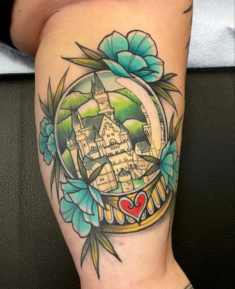 Neuschwanstein Castle Tattoo, Castle Tattoo, Pumpkin Tattoo, Neuschwanstein Castle, Vintage Portraits, Tattoos And Piercings, I Tattoo, Flower Tattoo, Tatting