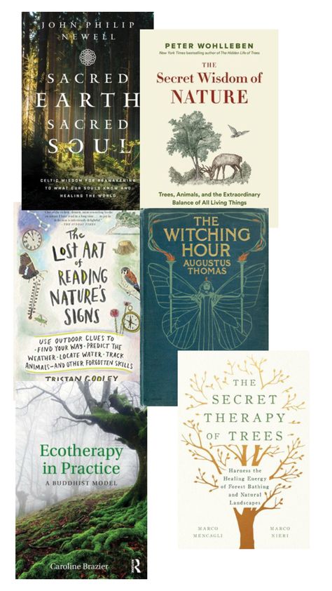 Books with titles relating to Eco Therapy and for bathing/healing Nature Grounding, Eco Therapy, Forest Therapy, Nature Healing, Connecting With Nature, Forest Bathing, Lost Art, Witchy Woman, Natural Healing