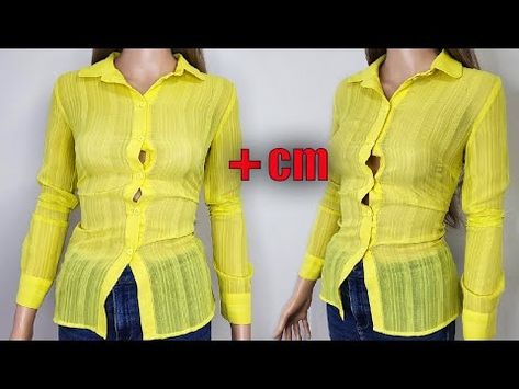 ⭐Amazing sewing trick: How to INVISIBLY and BEAUTIFULLY ENLARGE a tight blouse - YouTube Sewing A Blouse, Recycle Clothes Refashioning, Slouchy Shirt, Sewing Alterations, Mode Crochet, Repair Clothes, Altering Clothes, Diy Sewing Clothes, Old T Shirts