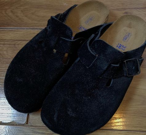 Birkenstock Boston Suede Black Birks Birkenstock Boston Black, Boston Birks, Black Birkenstocks, Birkenstock Boston, Shoe Inspo, Black Suede, Birkenstock, Outfit Inspo, Cute Outfits