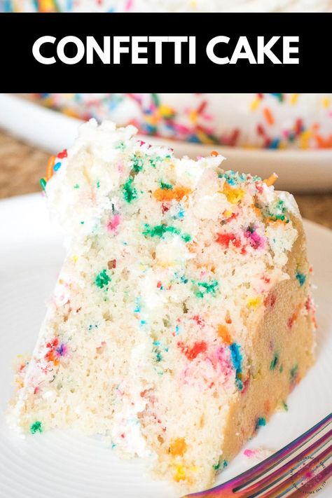 Confetti Cake is a must make the next time you need a birthday cake! A delicious sprinkle cake made from scratch with homemade buttercream. Homemade Funfetti Cake Recipe, Moist Confetti Cake, Easy Confetti Cake, Homemade Confetti Cake, Funfetti Cake From Scratch, Confetti Cake Recipe, Homemade Funfetti Cake, Confetti Cake Recipes, Birthday Cake Easy