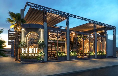 The Salt Chill Garden, Coffeshop Design Exterior, Cafeteria Design Exterior, Pub Exterior Design, Beer Restaurant Design, Restaurant Facade Design Architecture, Bar Exterior Design, Exterior Cafe Design, Restaurant Entrance Design