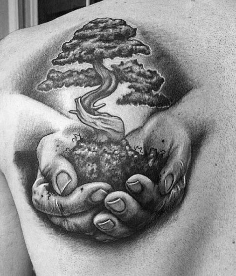 Hands Holding Tree Of Life Mens Upper Back Tattoos Tattoo Crane, Yggdrasil Tattoo, Tree Tattoo Men, Roots Tattoo, Tattoo Tree, Upper Back Tattoos, Family Tree Tattoo, Forest Tattoos, Tree Tattoo Designs