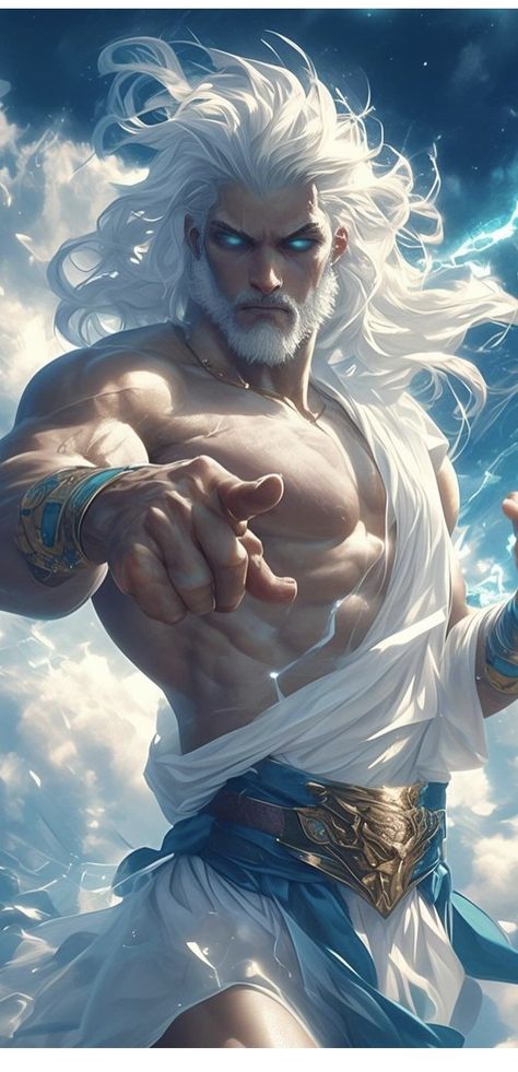 Zeus Character Design, Zeus God Art, Gods Rpg, Zeus Fanart, God Of Air, Hercules Art, Dnd Gods, Zeus Art, Hercules Characters