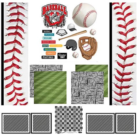 Scrapbook Customs Themed Paper Scrapbook Kit Baseball Sport Paper -- Check this awesome product by going to the link at the image.Note:It is affiliate link to Amazon. Baseball Scrapbook, Sports Bedroom, Scrapbook Box, Scrapbook Pictures, Paper Boy, Handmade Scrapbook, Black Tees, Album Ideas, Paper Scrapbook