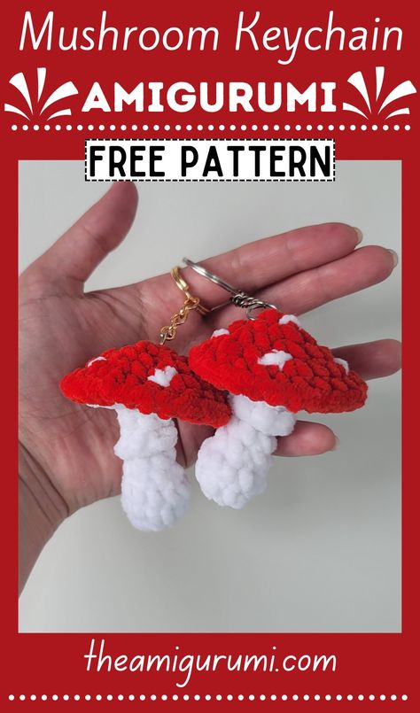 Amigurumi Mushroom Free Pattern, Amigurumi Keychain Pattern, Crochet Mushroom Keychain, Crochet Unicorn Blanket, Mushroom Amigurumi, Crochet Wreath Pattern, Crochet Mushrooms, Mushroom Keychain, Thanksgiving Crochet