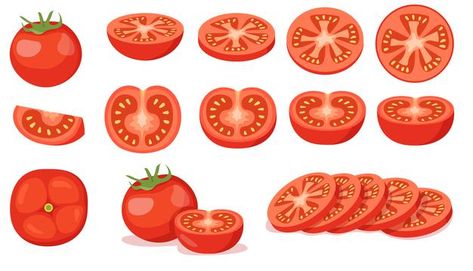 Colorful set of cut and full red tomatoe... | Free Vector #Freepik #freevector #food #nature #red #colorful Nutrition Month Costume, Sliced Vegetables, Barbie Printables, Logo Instagram, Shrink Art, Visiting Card Design, Restaurant Logo, Sweet Night, Red Tomato