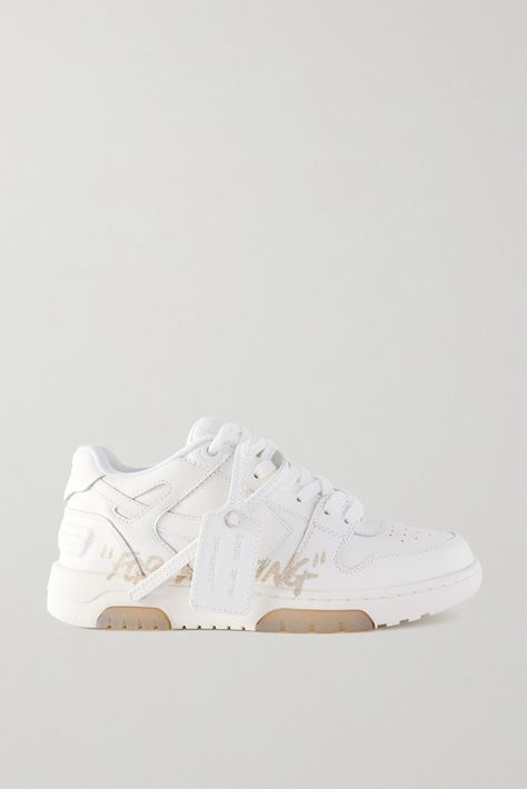 Off-White - Out Of Office For Walking Glittered Leather Sneakers - 35 Nike Shoes Off White, Off White Women Sneakers, Off White For Walking Sneakers, Off White Office Sneakers, For Walking Off White, Off White Shoes Out Of Office, Off-white Shoes, Off White Out Of Office Sneaker, Off White Sneakers Outfit