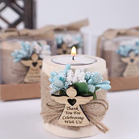 Pack of 10 Wood Tealight Candle Holder, Handmade Baptism Gifts for Boys, Communion Favors for Guests, First Communion Gift, Baptism Candle Tealight Holders (Angel-Blue, Light Brown) Visit the Happy Times Favors Store Baby Shower Party Favors Girl, Baby Shower Party Favors Boy, Tea Light Holder Wedding, Baby Shower Favours For Guests, Handmade Party Favors, Baptism Party Favors, Baptism Gifts For Boys, Baby Shower Deco, Baby Boy Shower Favors