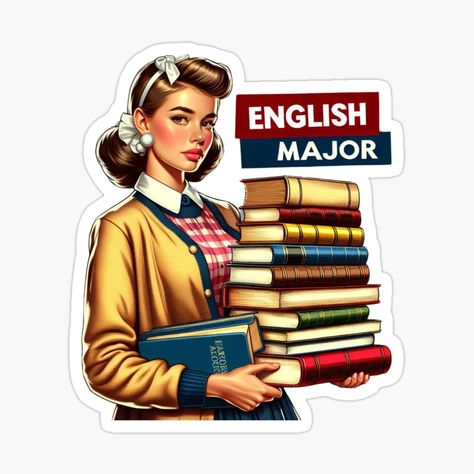 Promote | Redbubble Academic Life, Literary Elements, English Major, Study Space, The 50s, Retro Vibe, Vintage Aesthetic, College Students, Book Worms