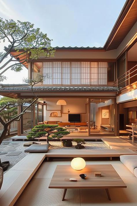 Japanese Minka House, Japanese Exterior Design Modern, Minimalism House Design, Japanese Architecture Design, Exterior Japanese House, Modern Japandi House Exterior, Japanese Aesthetic House, Modern Houses Inside, House Design Japanese Style