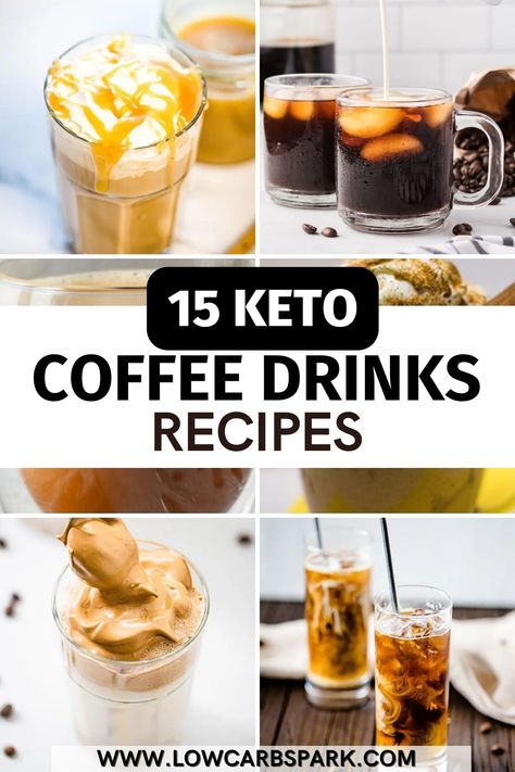 If you love coffee drinks, but don't want to enjoy a drink that's loaded with sugar? Then, you're in the right place. These 15 keto coffee recipes are more than just unsweetened black coffee, so you can enjoy your favorite cappuccino, flat white, or pumpkin spice latte copycat. #ketocoffee Keto Coffee Drinks, Keto Frappucino, Keto Coffee Recipes, Low Carb Coffee, Keto Starbucks, Coffee Keto, Bulletproof Coffee Recipe, Keto Coffee Recipe, Desserts Summer