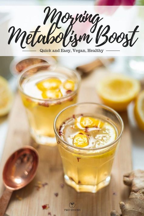 MORNING METABOLISM BOOST | Quick and Easy, Vegan, Healthy | Add to your morning routine | TWO SPOONS Metabolism Booster Drink, Boost Metabolism Drink, Boost Drink, Metabolism Boosting Foods, Metabolism Booster, Fat Burning Smoothies, Morning Drinks, Vegan Healthy, Boost Metabolism