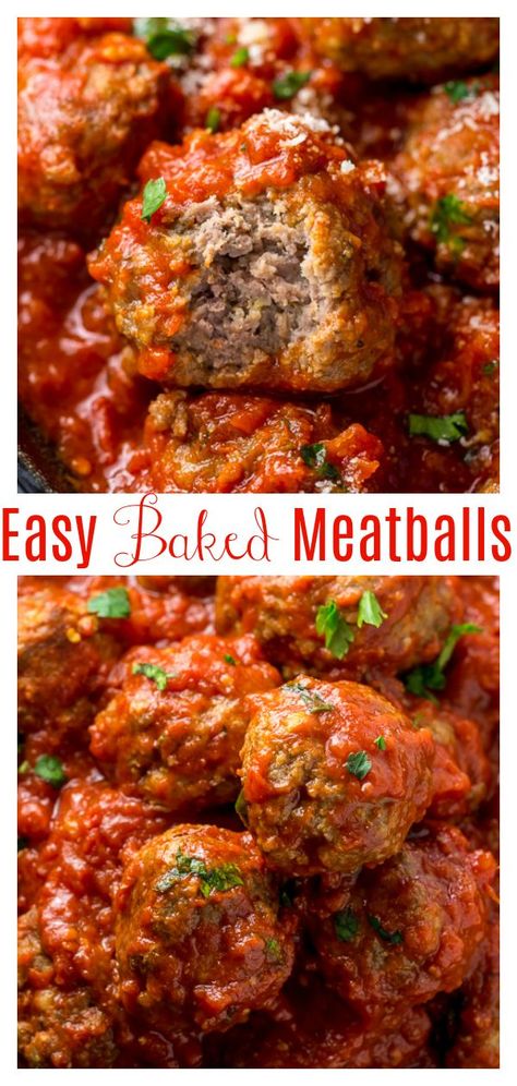 Meatballs With Marinara Sauce, Homemade Meatballs Recipe, Baked Meatball Recipe, Baked Meatballs, Baker By Nature, Best Meatballs, Meatball Recipes Easy, Meatball Bake, How To Cook Meatballs